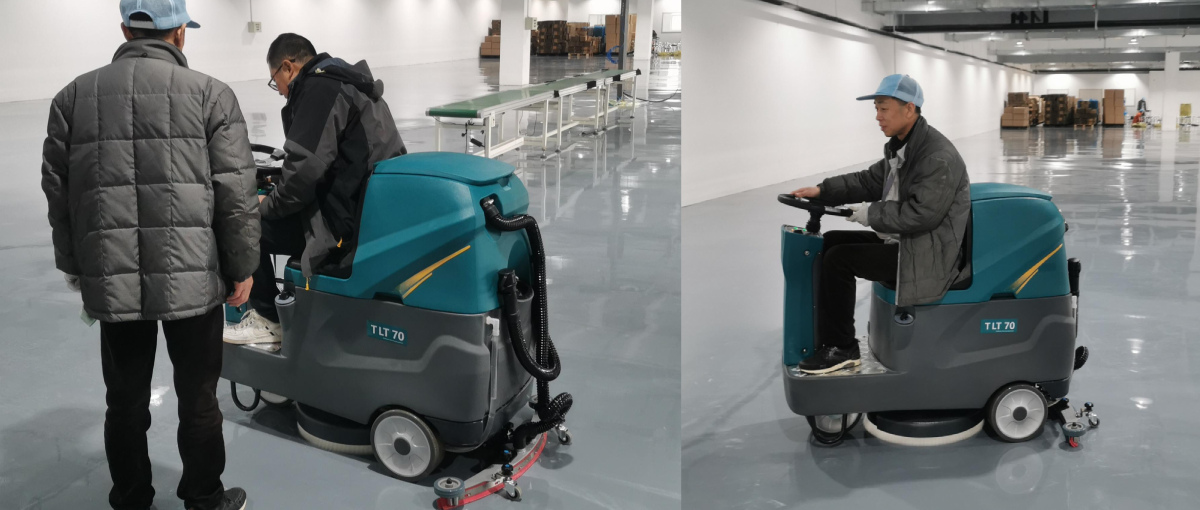 【客户案例】青岛某电子厂新厂房采购ag官方入口appTLT70驾驶式洗地机一台